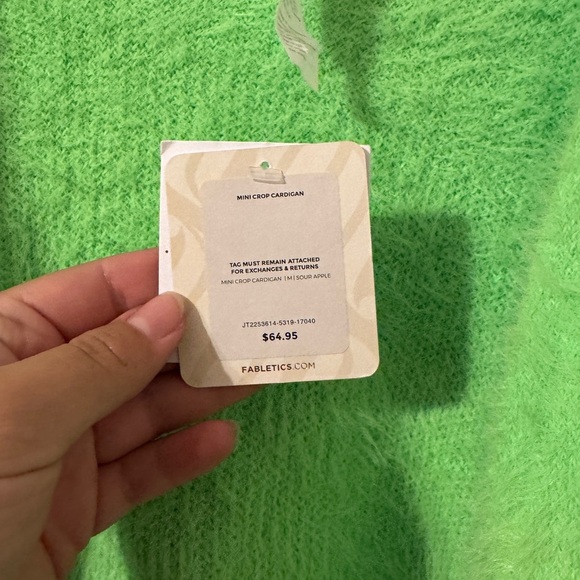 Fabletics Crop Green Cardigan NWT MEDIUM - Picture 5 of 7